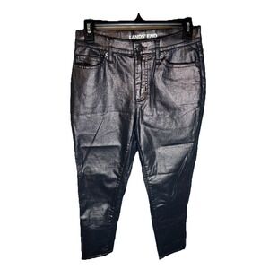 Lands' End Women's Metallic Blue Straight Jeans Size 4